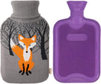 HomeTop Premium Classic Rubber Hot Water Bottle with Cute Fox Knit Cover