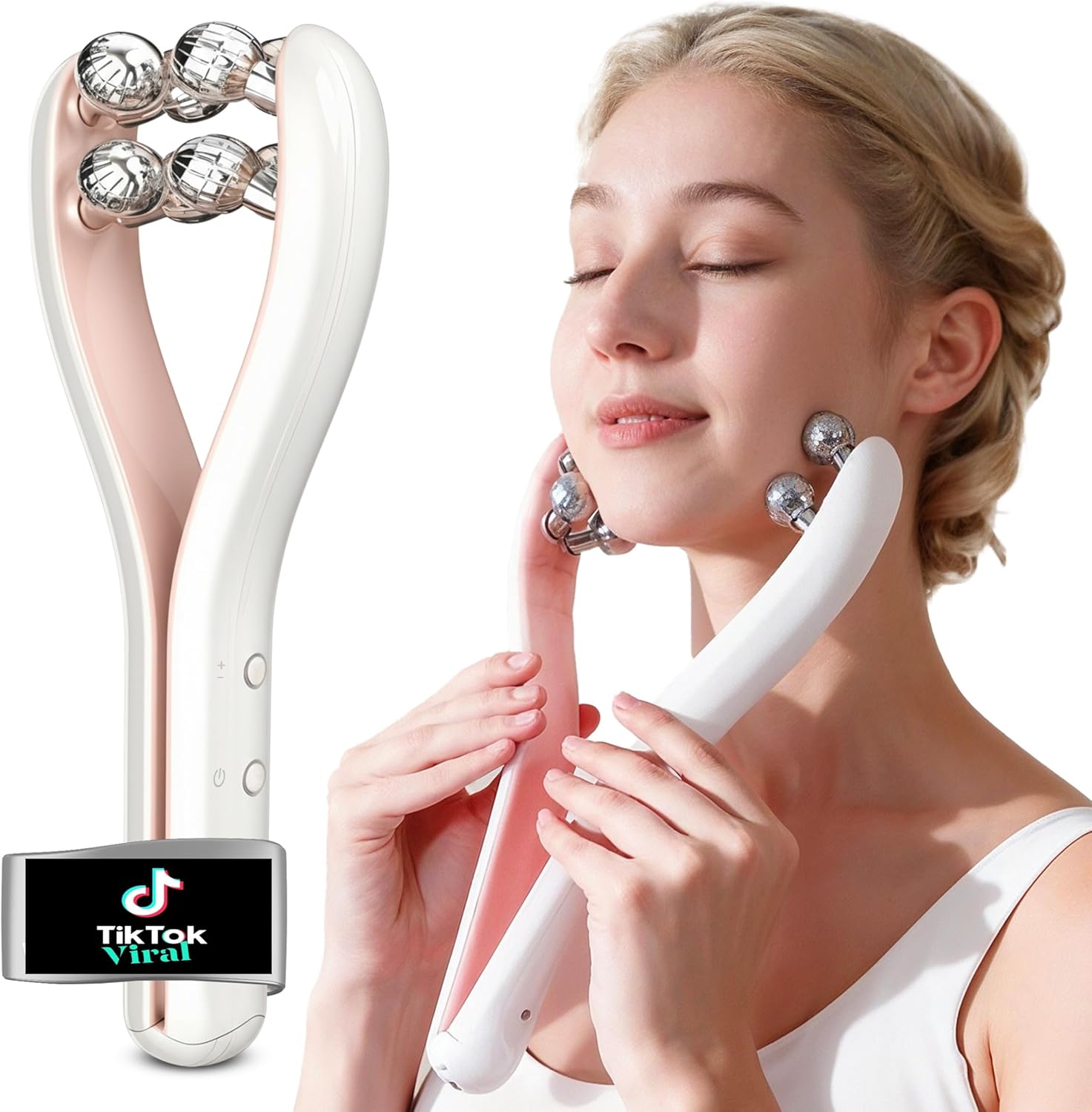 Microcurrent Facial Massager with 3D Roller, 3 Intensity Levels, USB‑C Rechargeable, Lifting & Toning Tool for Face & Neck, Gentle Contouring & Skincare Absorption NO Heat, NO LED