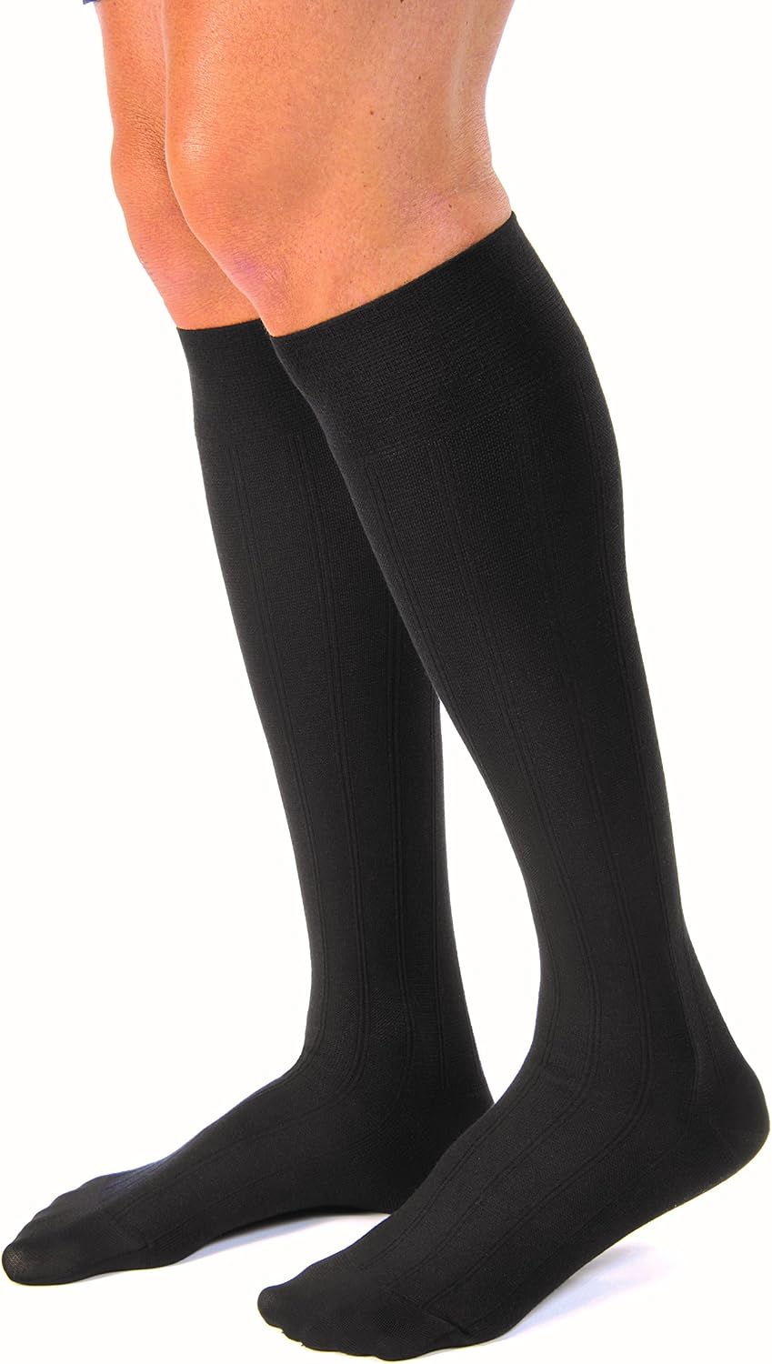 JOBST forMen Casual 20-30 mmHg Knee High Compression Socks, Black, Large