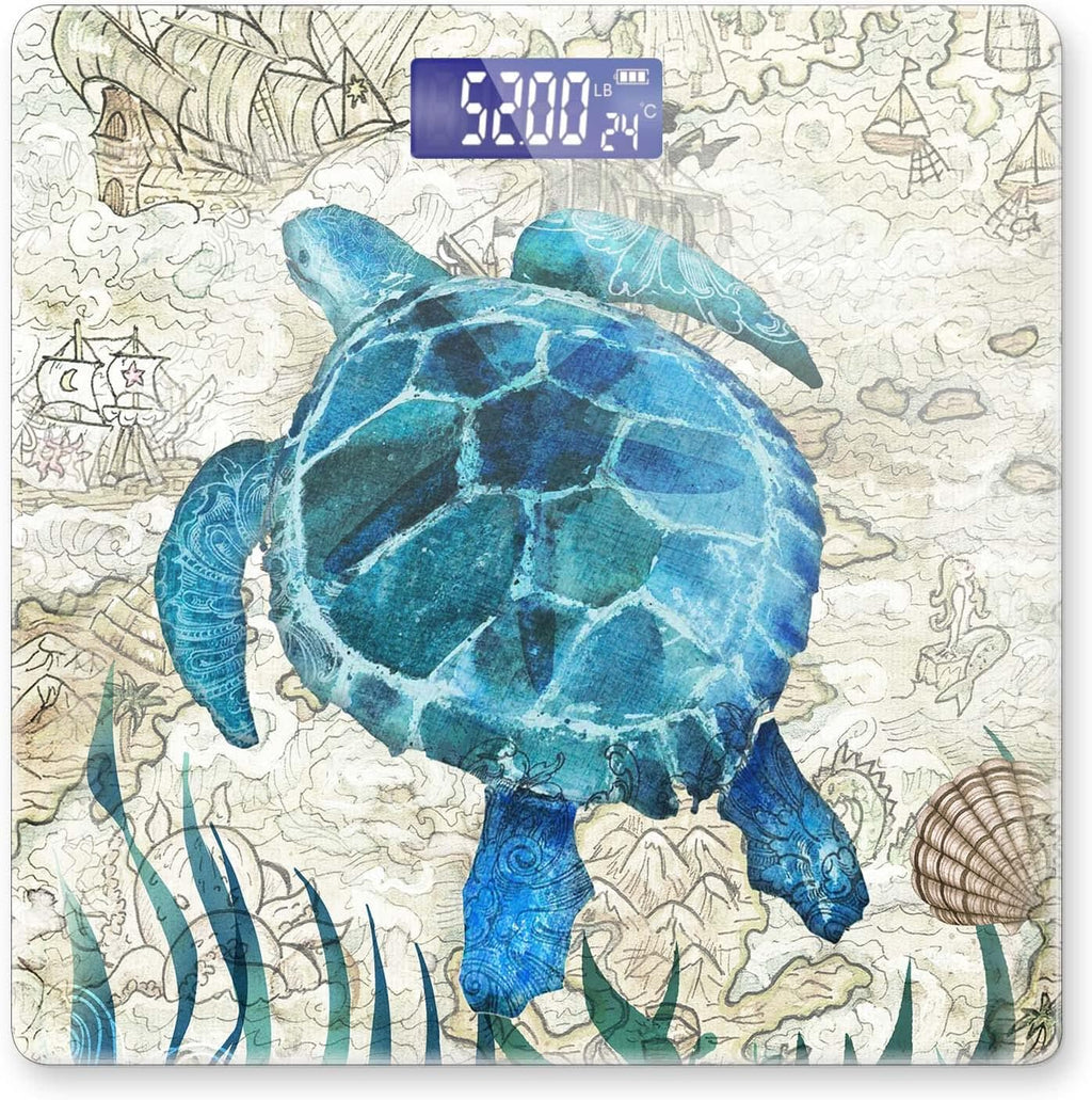 Weight Scale Digital Bathroom Scale Scale for Body Weight 400 lbs Personalized Digital Scale with Backlit Display Easy Read(Battery Not Included) - Retro Turtle