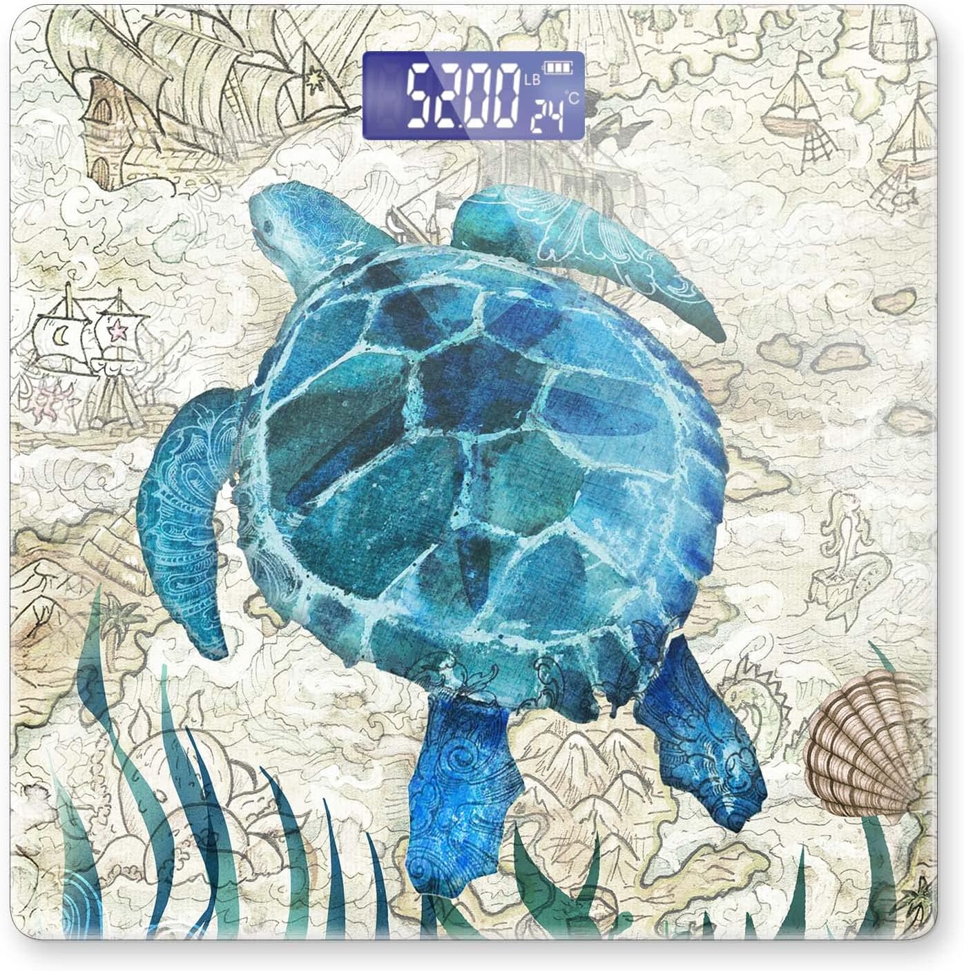 Weight Scale Digital Bathroom Scale Scale for Body Weight 400 lbs Personalized Digital Scale with Backlit Display Easy Read(Battery Not Included) - Retro Turtle
