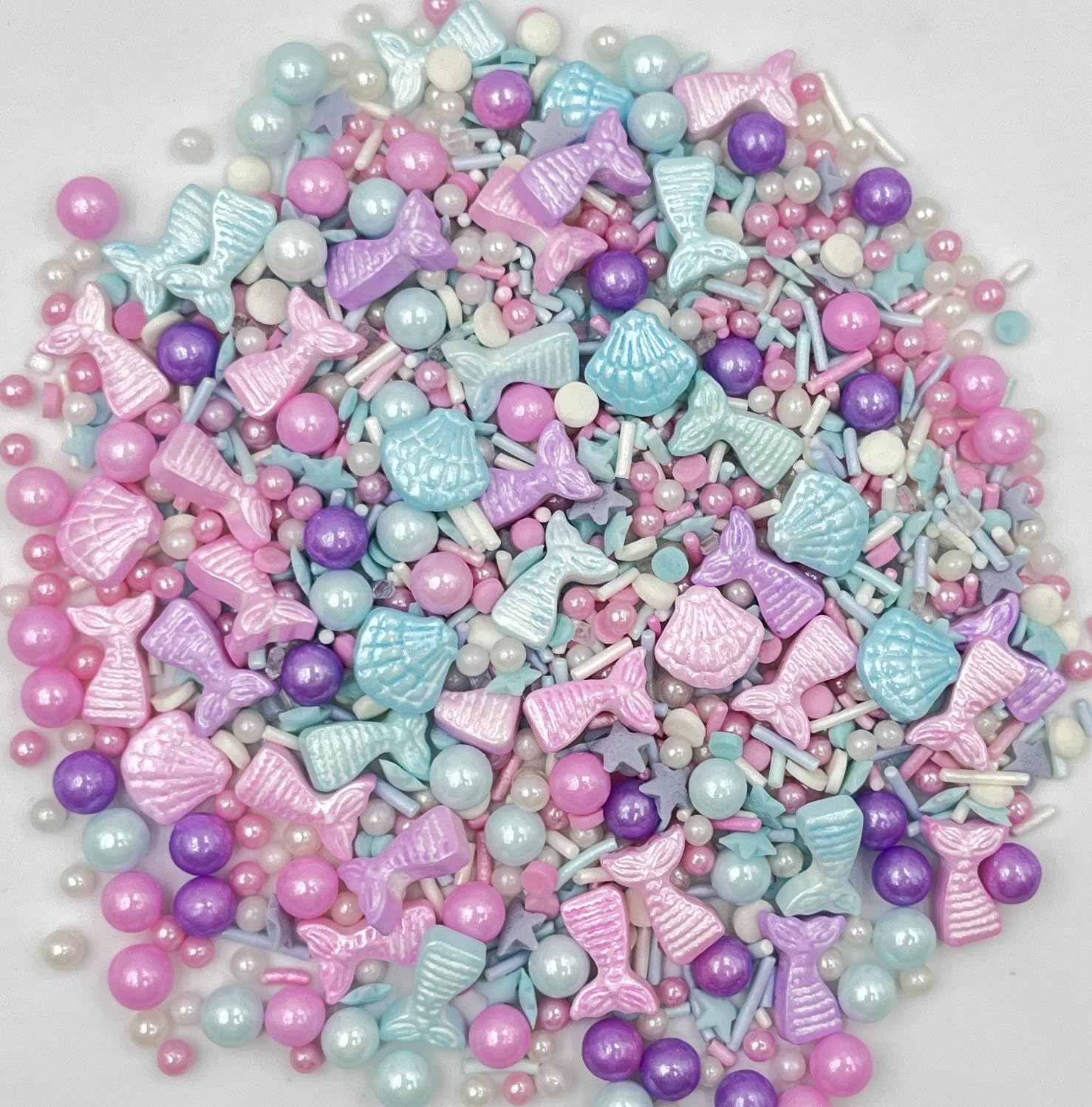 Sentovac Edible Mermaid Pearl Shell Sprinkles | Edible Cake Cupcake Sprinkles 1 Bottle 3.53oz/ 100g | Cookie and Ice Cream Topper Decoration Supplies