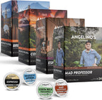 Angelino's Coffee Pods Variety Pack - Reserve Collection Medium & Dark Roast - 96 Count Single Serve K-Cup Compatible Capsules - Includes Costa Rica, Breakfast in Antigua, Mad Professor & Espresso