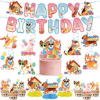 35PCS Dog Birthday Decorations - Easy Setup - Includes Banner, Hanging Swirls, Honeycomb & Cake Topper - Designed For Dog Lovers
