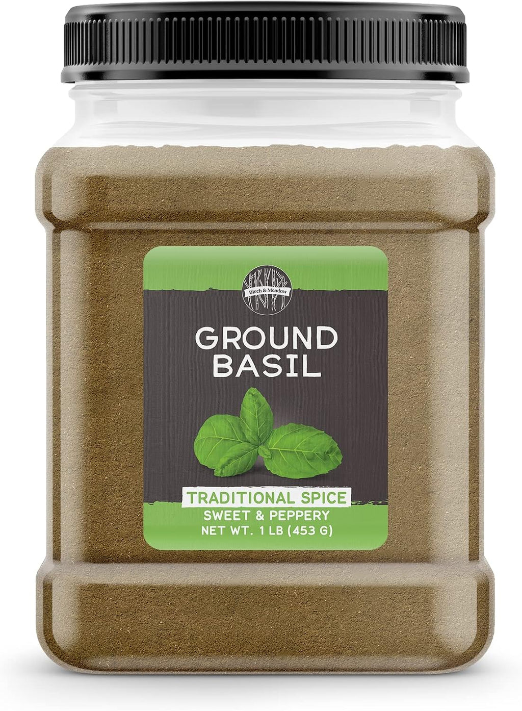Birch & Meadow 1lb of Ground Basil, Sweet Peppery Flavor, Kitchen Staple