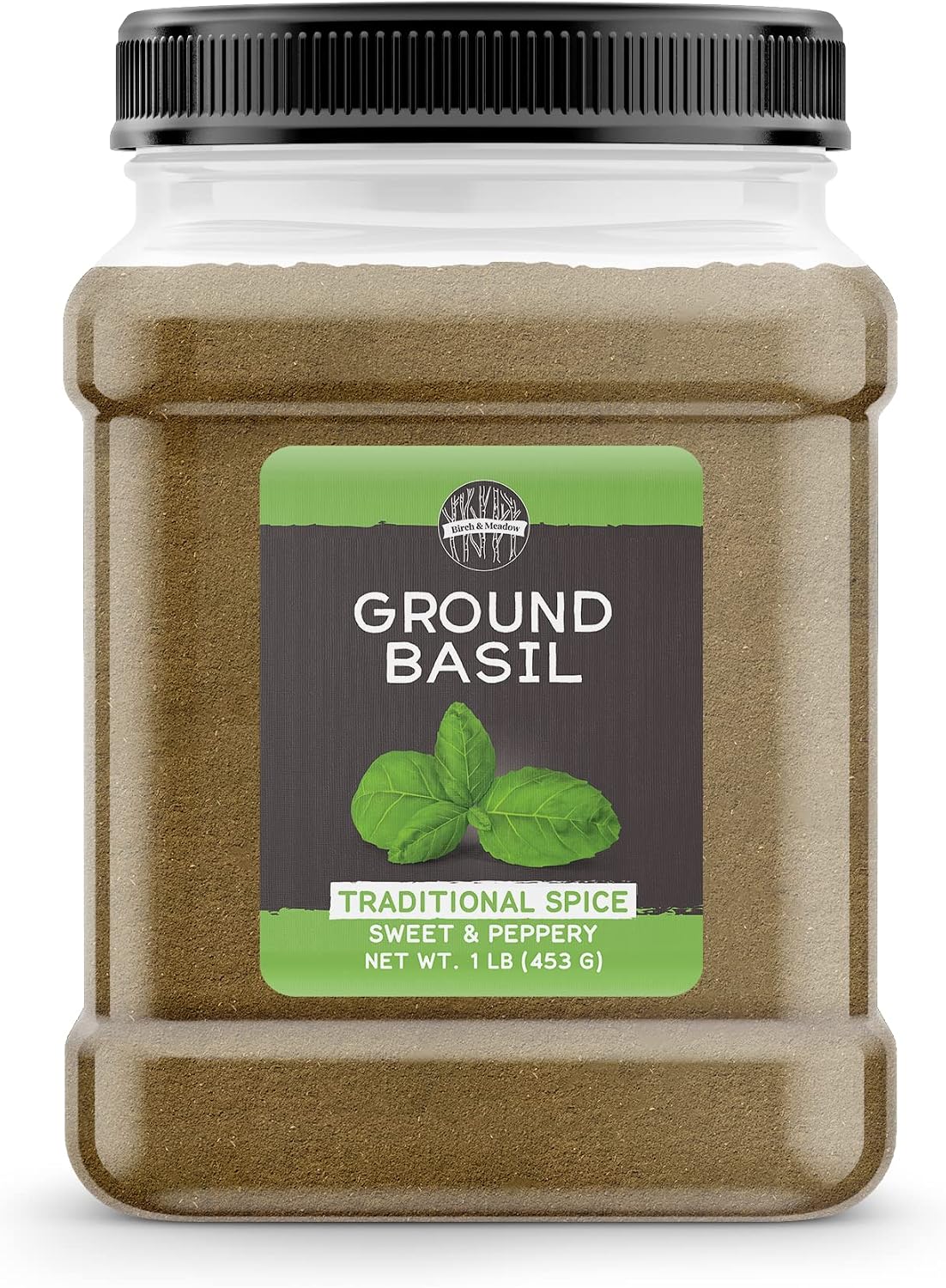 Birch & Meadow 1lb of Ground Basil, Sweet Peppery Flavor, Kitchen Staple