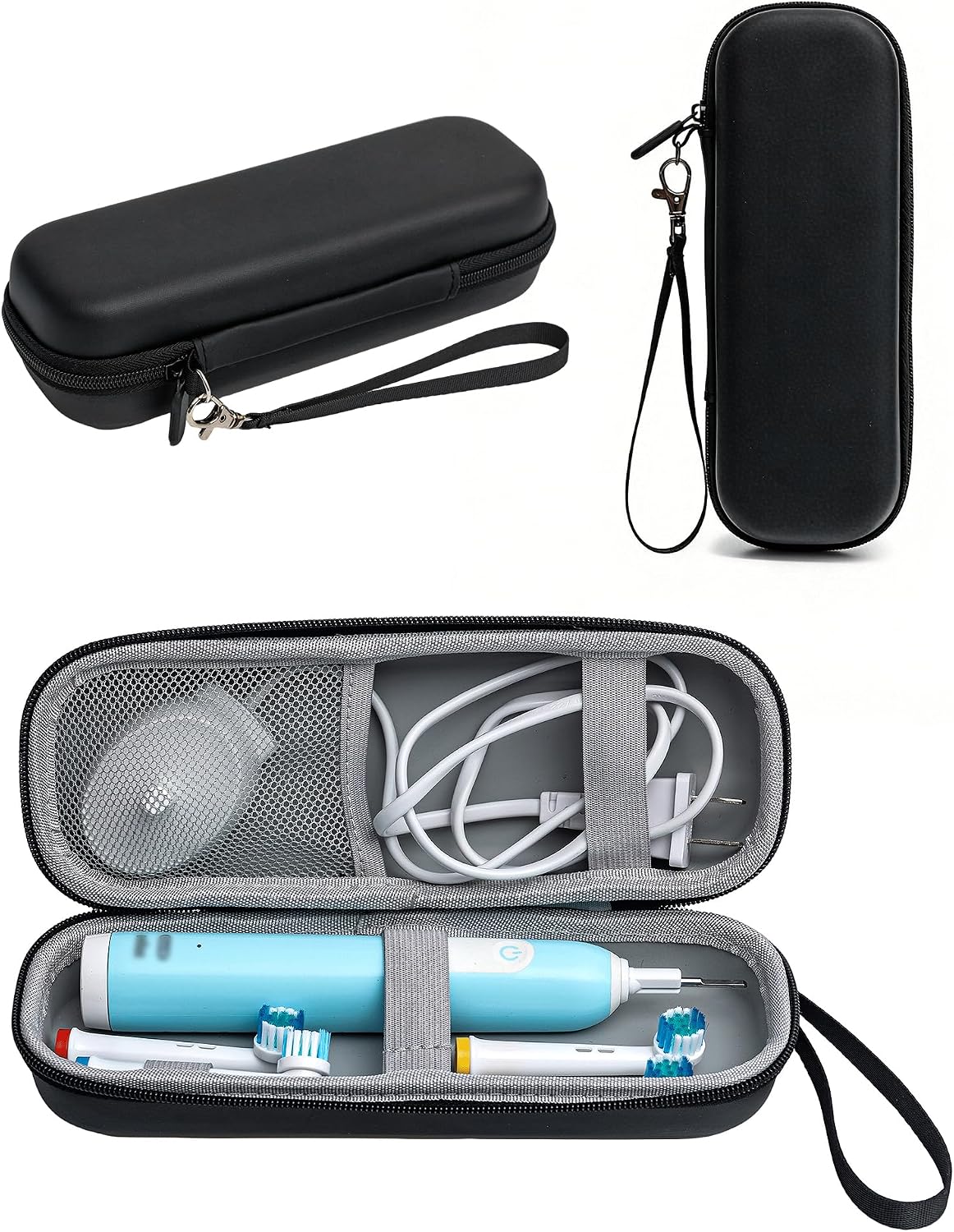 LALIFIT Electric Toothbrush Travel Case, Hard EVA Electric Toothbrush Holder for Oral-B//Oral-B Pro/Phlips Sonicare, Waterproof Protective Toothbrush Storage Bag Container (Black)