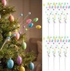 Zeyune 8 Pack 17 Inch Easter Pastel Egg Picks Glitter Spring Foam Eggs Berries Branches Stems Easter Tree Decoration for Spring Vase Floral Arrangement Table Centerpiece Wreath Decoration