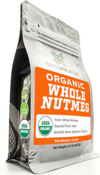 Spice Profile USDA Organic Whole Nutmeg, Lab Tested for Heavy Metals, Resealable 3.5 oz Pouch, Jaiphal, Nuez Moscada