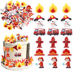 60 PCS Edible Fire Truck Cupcake Toppers Fireman Cupcake Picks Edible Fire Department Cake Decorations for Fire Truck Engine Rescue Theme Baby Shower Birthday Party Cake Food Decorations Supplies