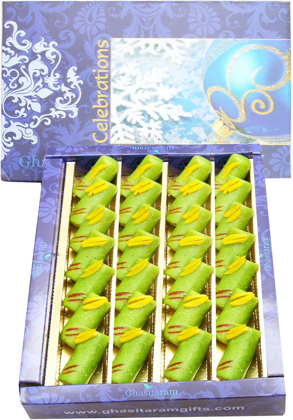 Ghasitaram Gifts Indian Sweets - Sugar Free KAJU PISTA ROLL (800 Gms)