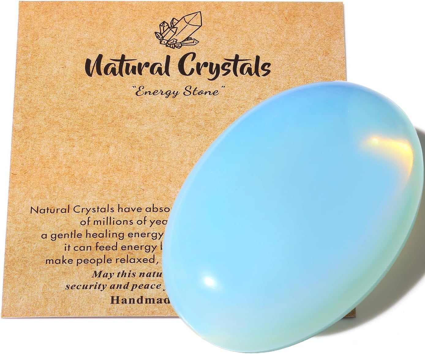 MAIBAOTA 2.4" Large Opalite Crystal Opal Stone Polished Palm Stone Healing Crystals 0.7" Thick Natural Reiki Gemstone Worry Stone Energy Balancing Anxiety Stress Relief Meditation 1 Pc