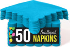 Turquoise Scalloped Napkins Disposable 50 Pcs 2-Ply Turquoise Scalloped Cocktail Napkins Paper Everyday for Cocktail Parties, & Party Supplies