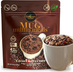 2 Minute Mug Muffin Meals (Makes 4), Cacao Cherry Chocolate Crave – Gluten Free Vegan Chocolate Snack, High Fiber Prebiotic Muffin Mix, Date-Sweetened, Grain Free, No Added Sugar, Microwave Mug Cake, 9.9 oz (1 Pack)