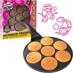 Mermaid Mini Pancake Pan - Make 7 Different Flapjack Mermaids, Nonstick Pan Cake Maker Griddle w Long Handle for Under the Sea Fun & Easy Cleanup, Unique Gift for Girls- Great for Breakfast or Brunch