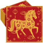 Whaline 80 Pcs Chinese New Year Luncheon Napkins Disposable Paper Napkin Decorative Chinoiserie Red Gold Horse Dessert Dinner Hand Napkin for Spring Festival Lunar New Year Party Supplies Table Decor