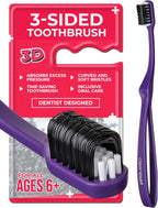 edel+white CleanCurl 3D Toothbrush - 3-Sided Toothbrush Ideal for Adults, Kids, Special Needs, Elderly - Soft Bristle Perfectly Cleans Teeth, Implants & Gum Line