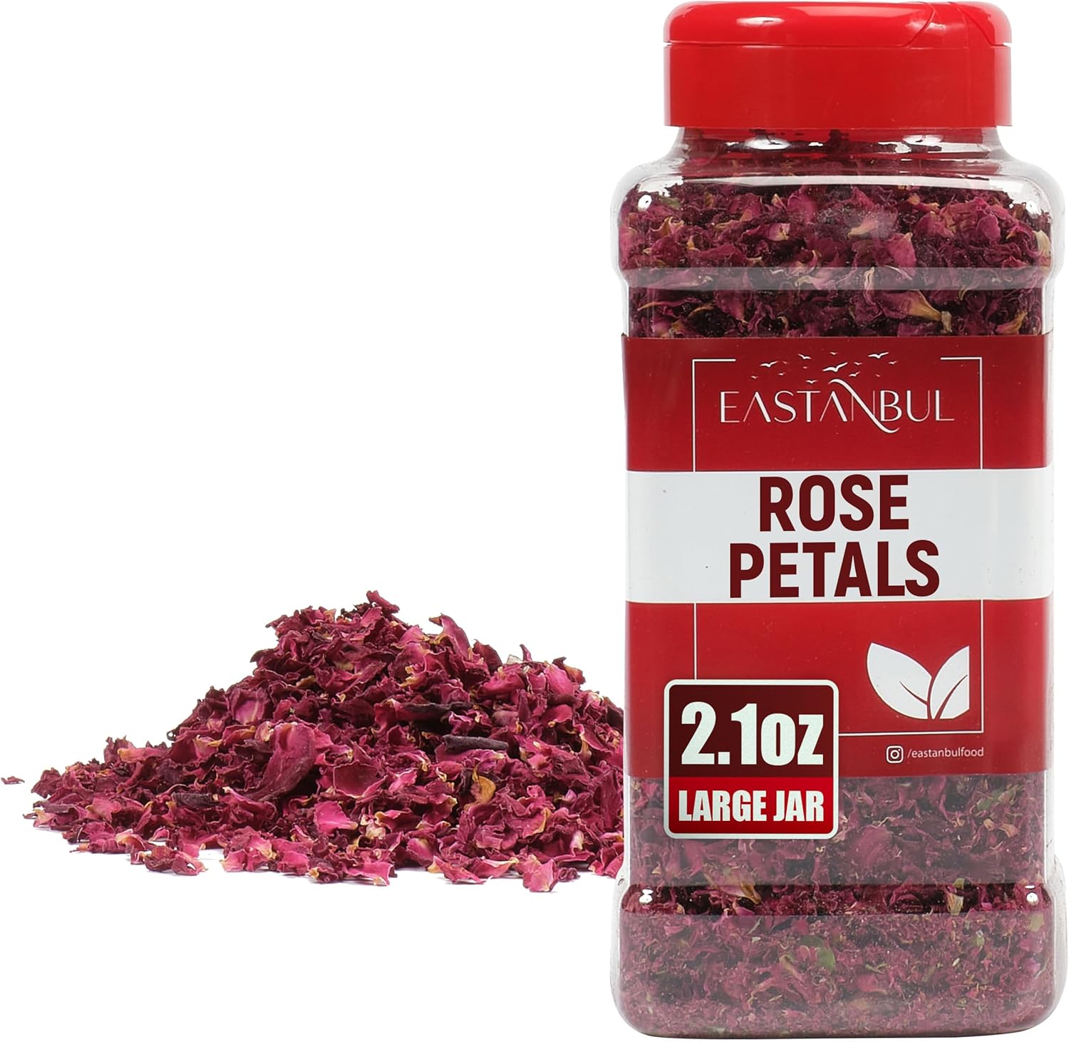 Eastanbul Dried Rose Petals, 2.1oz, Premium Edible Rose Petals, Dried Flower for Herbal Tea, Decoration, Sprinkles, Dessert Topping, From Mediterranean Flowers, Natural, Vegan, Gluten Free, Non GMO