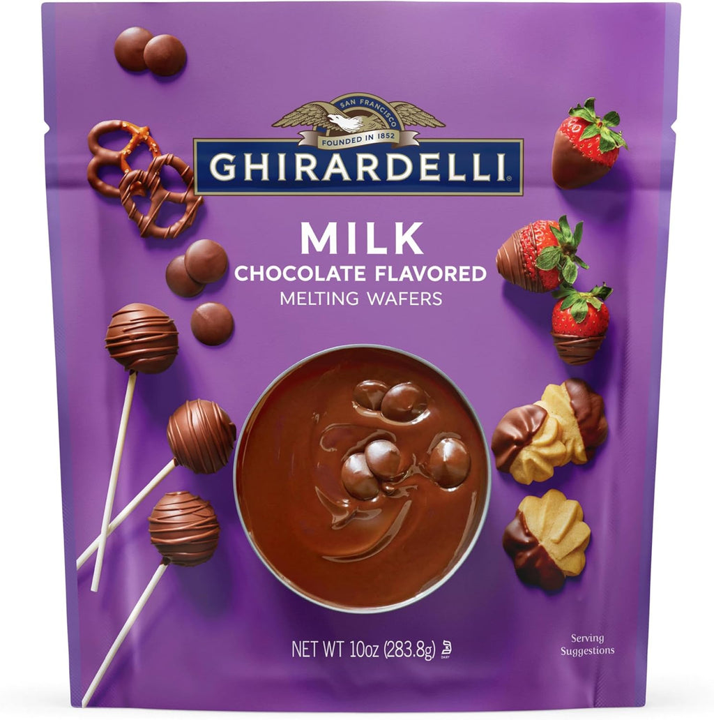 GHIRARDELLI Milk Chocolate Flavored Melting Wafers, 10 oz Bag Premium Candy Making & Dipping Chocolate