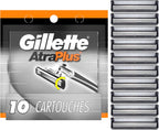 Gillette AltraPlus Mens Razor Blade Refills, 10 Count, Lubra-Soft Strip for Smoothness and Comfort