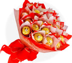 Gourmet Hazelnut Milk Chocolate, Large Candy Chocolate Gift Bouquet, 24 Count Edible Red and White Roses