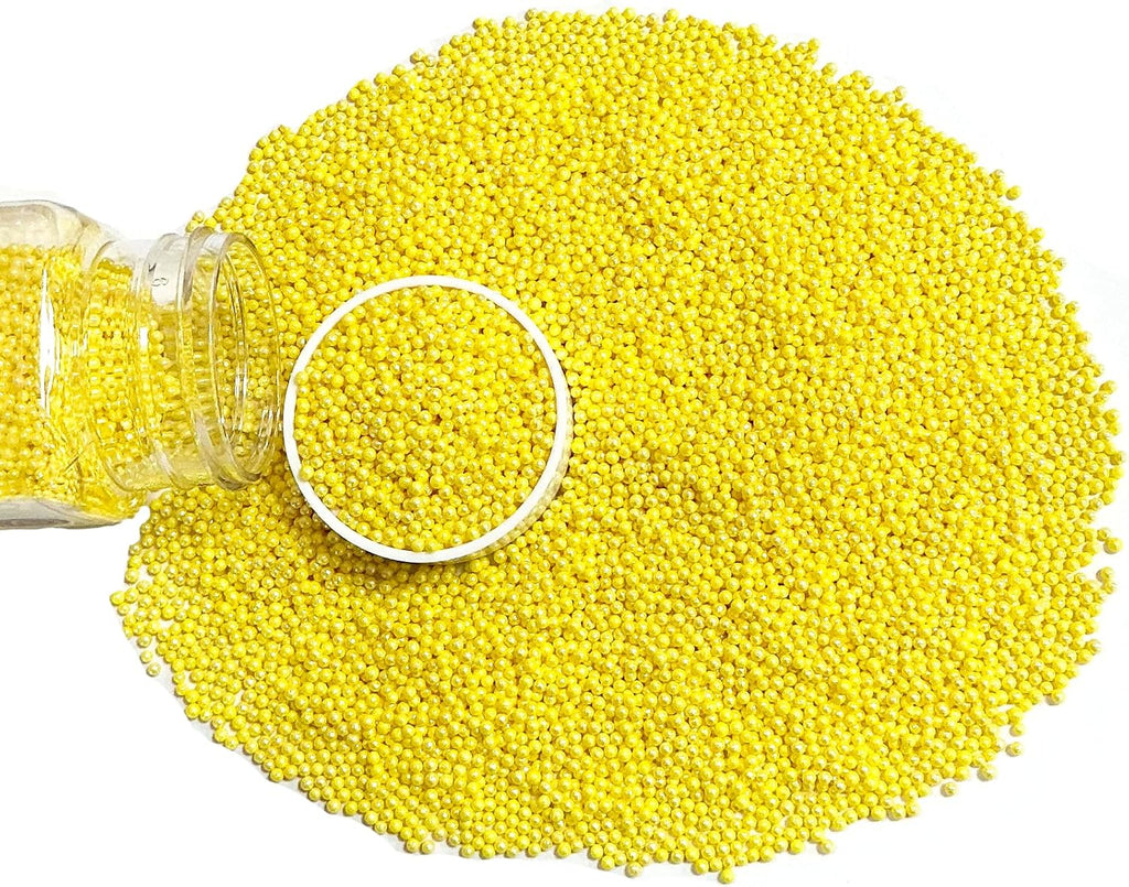 Homipooty Nonpareils Sprinkles Edible Yellow Pearl Sugar Sprinkles 110g/3.88oz 2mm Mini Yellow Pearls Baking Cakes Cupcake Topper and Cake Decorations for Valentines Day Halloween Christmas