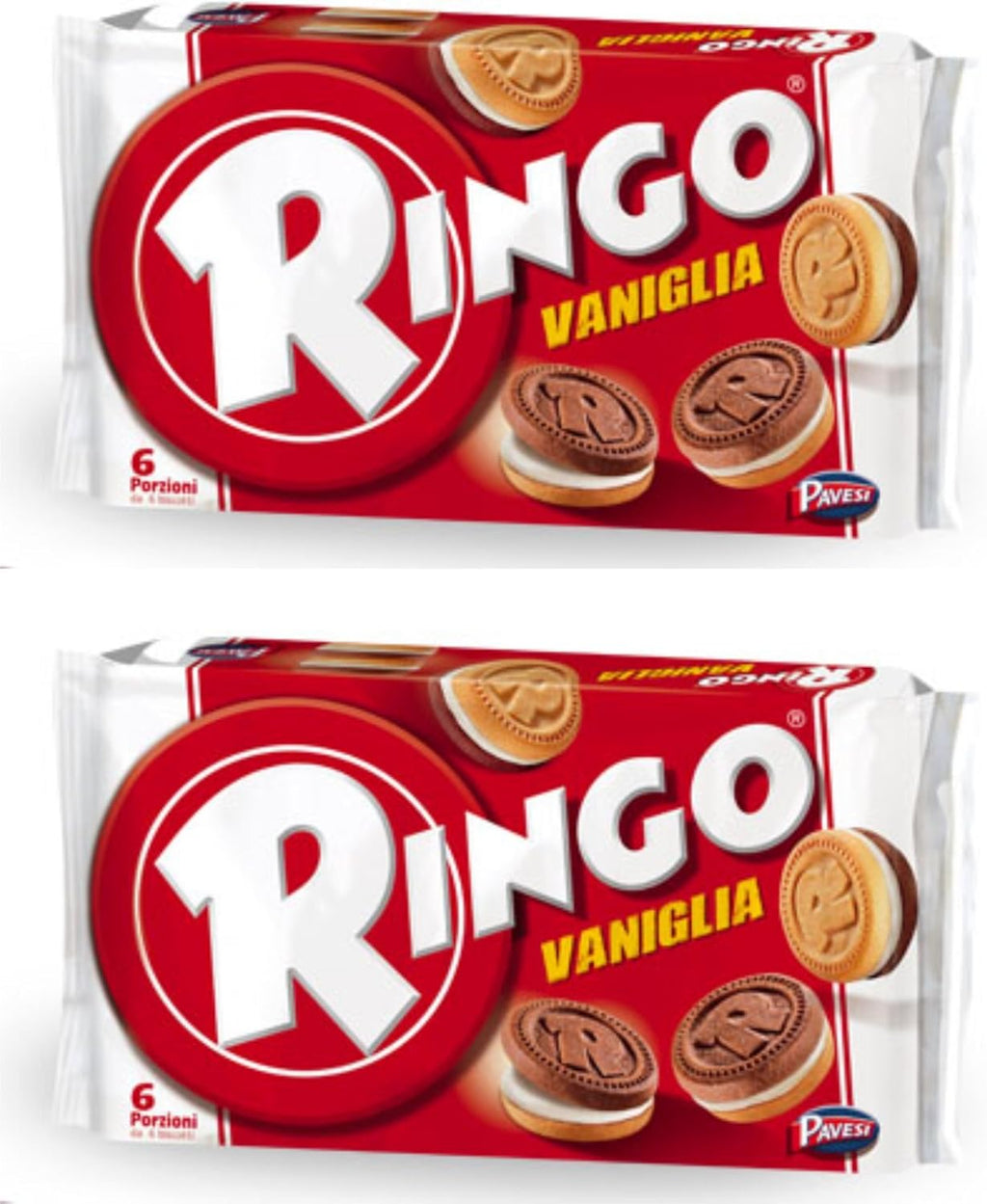 Pavesi: "Ringo" Vanilla Biscuits 6 portions with 6 biscuits - 11.6 Oz (330g) Pack of 2