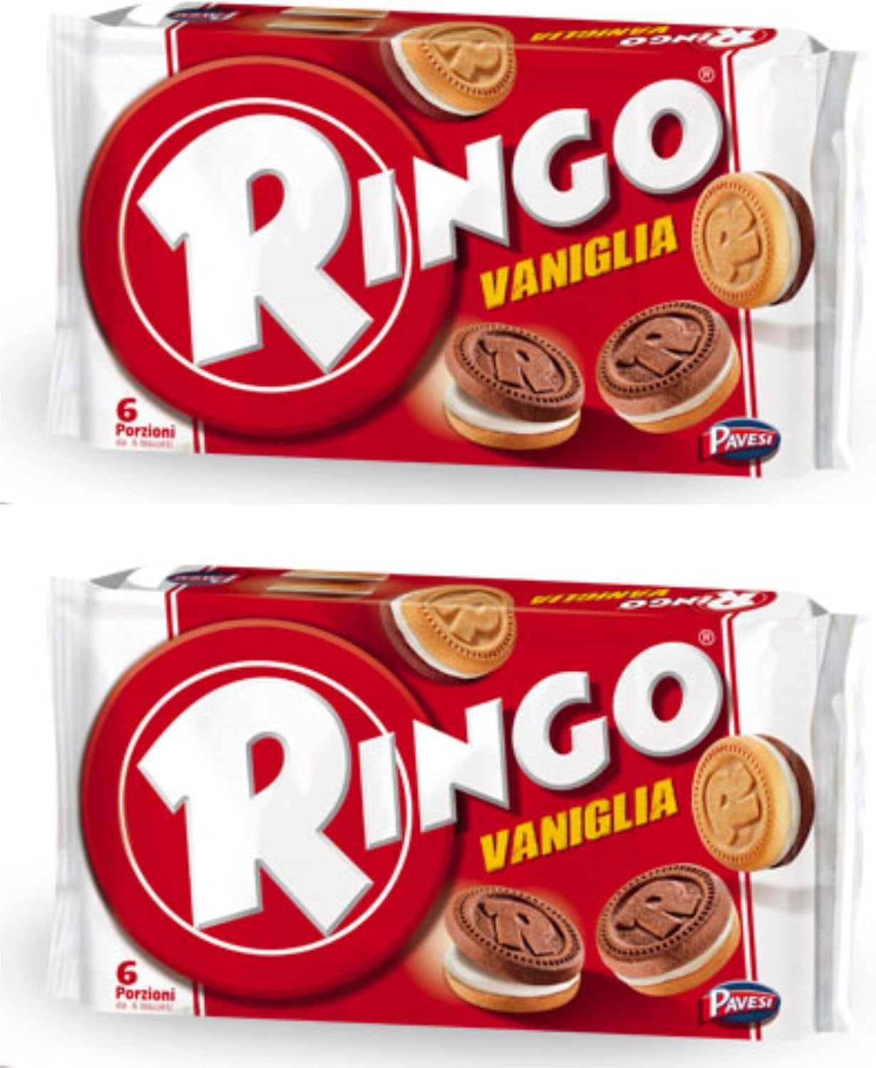 Pavesi: "Ringo" Vanilla Biscuits 6 portions with 6 biscuits - 11.6 Oz (330g) Pack of 2