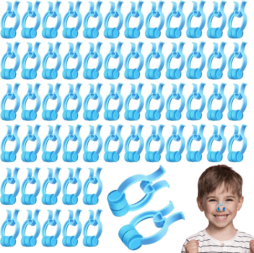 60 Pcs Plastic Foam Nose Stop Clips Nose Nasal Stopper Clips for Accidental or Emergency Condition for Kids Adult Emergency Accident (Blue)
