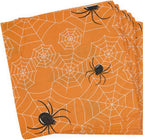 60 count Orange Spider Paper Napkins - Disposable Dinner Napkins for Halloween Get-together, DIY Parties, Unfolded 13x13 inches, 2-Ply