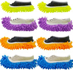 M-jump 8 PCS 4 Pairs Duster Mop Slippers Cover, Multi Function Chenille Fibre Washable Dust Mop Floor Cleaning Shoes for Bathroom, Office, Kitchen, House Polishing