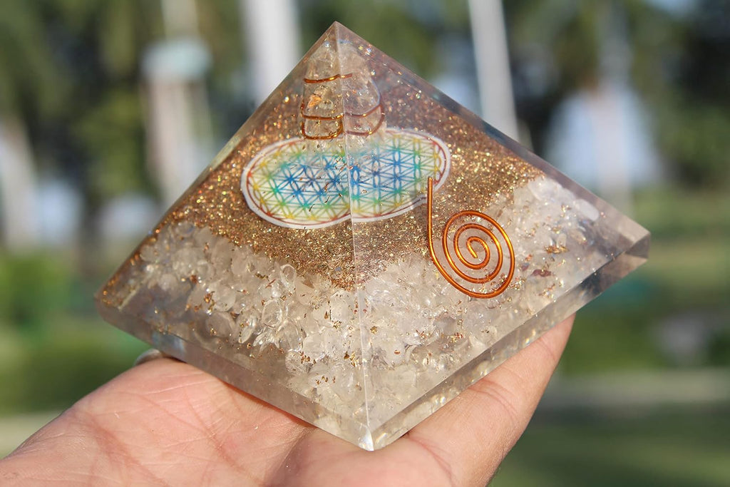 Jet Crystal Quartz Flower of Life Chakra Orgone Pyramid Free Booklet Jet International Crystal Therapy Crystal Gemstones Copper Metal Mix Rare Healing Positive Energy Tetrahedron Sacred Geometry