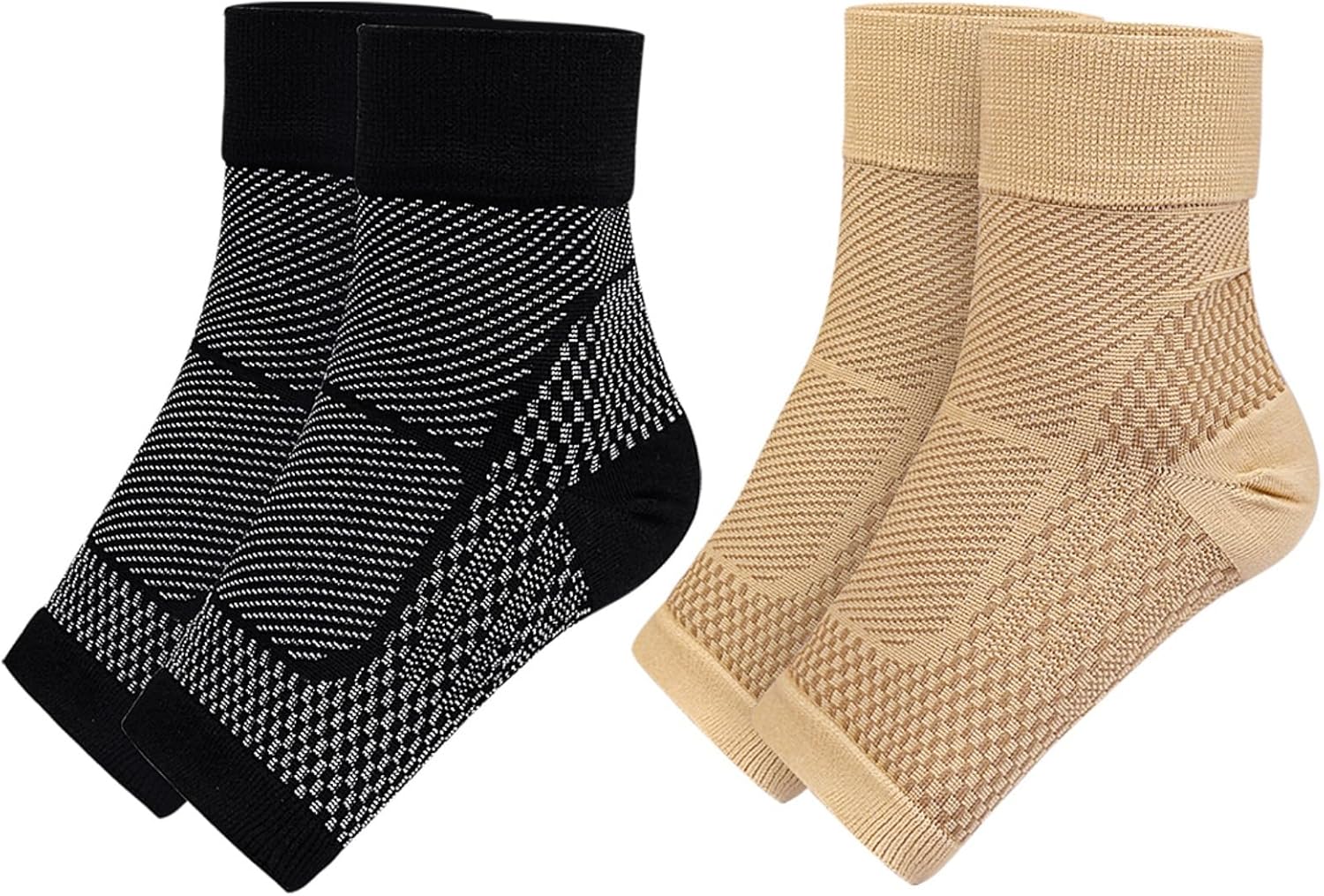 Hotfiary Ankle Compression Sleeve Open Toe Сompression Socks Foot Sleeves with Arch Ankle Support Ankle Braces for Women Men