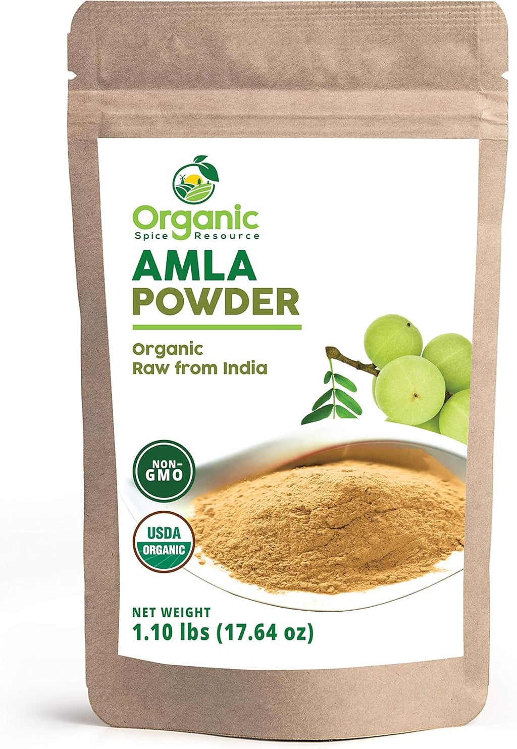 Organic Amla Powder - 1.1 lbs or 17.54oz | Amalaki, USDA Organics, Non-GMO, Kosher, Halal - 100% Raw and Natural, by SHOPOSR