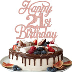 Rsstarxi 1 Pack Happy 21st Birthday Cake Topper Glitter 21 & Fabulous Cheers to 21 Years Old Birthday Cake Pick for Celebrating 21st Anniversary Party Cake Decorations Supplies Rose Gold