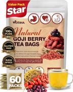 WOTIHA 60 Count Premium Goji Berry Tea Bags - 100% Natural, Restore Passion & Digestion Support, Immune & Antioxidant Boost, Additive-Free, Sugar-Free, Vegan Non-GMO.