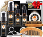 XIKEZAN Beard Kit for Men Grooming & Care w/Beard Conditioner, Wash, Oil, Balm, Brush, Comb,Birthday Fathers Valentines Gifts for Men Him Dad Husband Boyfriend Mens Christmas Stocking Stuffers