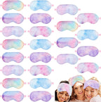 Geyoga 24 Pcs Plush Sleep Eye Mask Silk Furry Eye Covers for Sleeping Cute Sleep Mask Fluffy Comfortable Sleeping Blindfold for Travel Sleepover Nap Party Supply Girls Women, Rainbow Color