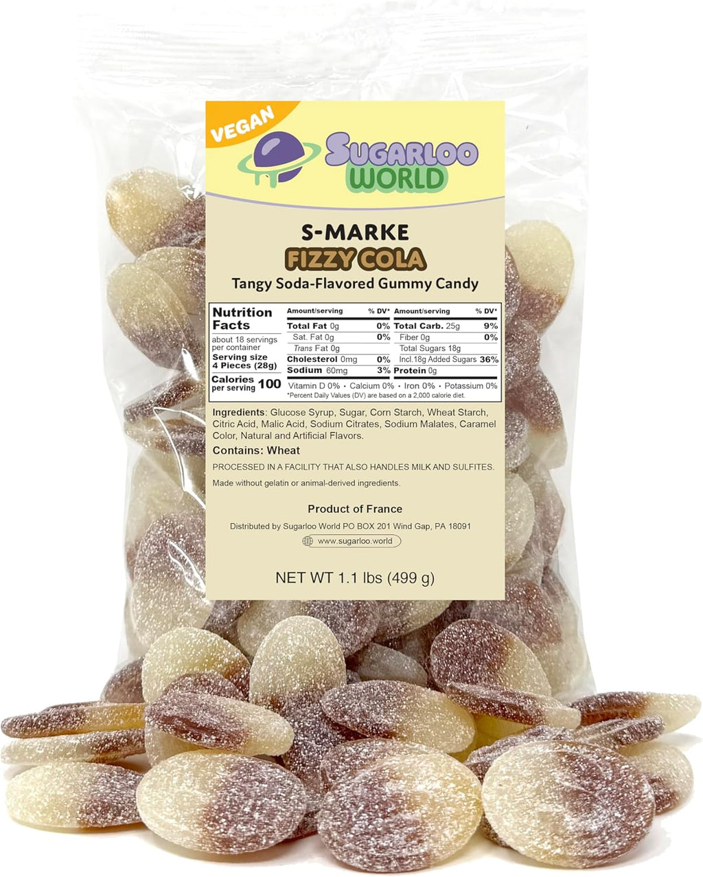 Swedish Candy S-Marke Fizzy Cola Gummy Candy, Swedish Sour Candy 1.1 Pound Bulk Vegan Gummy Candy, No High Fructose Corn Syrup, No Trans Fats