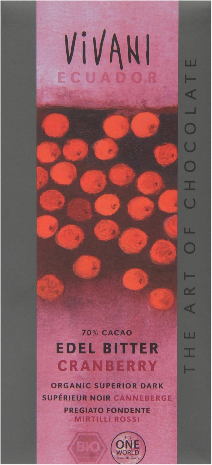Vivani Organic Chocolate Superior Dark and Cranberry Mint 100 g (Pack of 5)