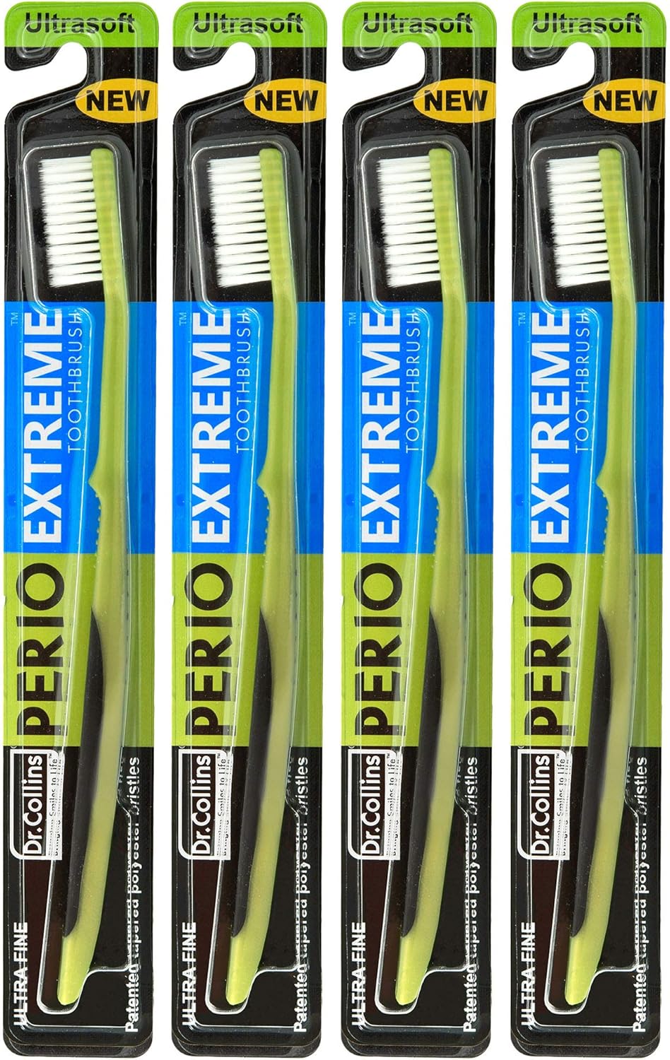 Dr. Collins Perio Extreme Toothbrush, (Colors Vary) (Pack of 4)