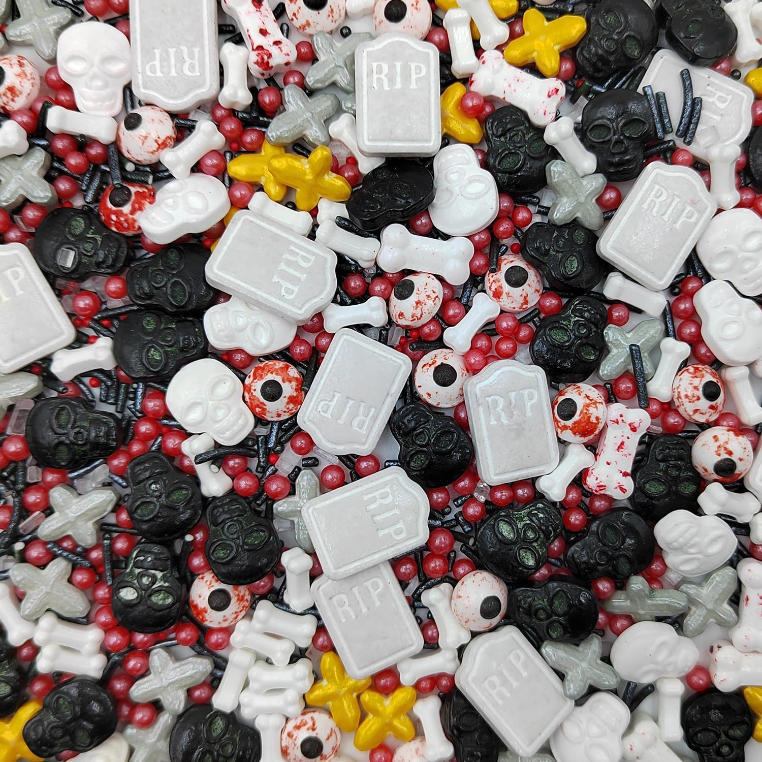 Homankit Halloween Sprinkles for Cake Decorating Edible Candy Eyeballs Dog Bones Tombstone Skull Cross Sprinkle Mix Cake Cupcake Toppers Cookie Dessert Decorations 3.53 Ounces