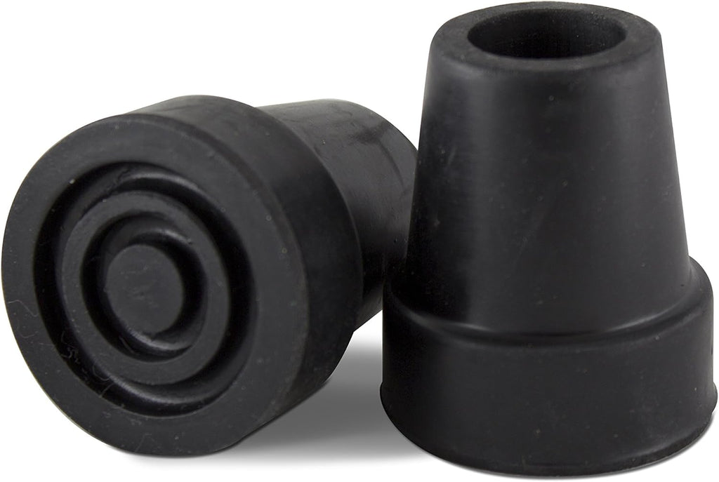 Essential Medical Supply Replacement Rubber Cane Tips with Metal Washer for 3/4" in Black - Durable and Supportive Walking Cane Tips