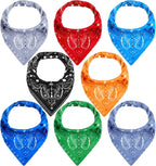 Jiuguva 8 Pack Adults Drool Bandana Bibs Paisley Large Soft Neutral Bibs Absorbent Bandana Set for Special Needs Men Women Elderly 8 Colors