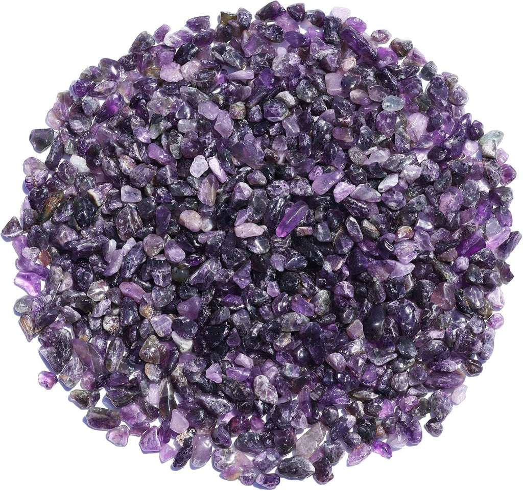 QYGL Polished Gem Stones Rocks – 0.9LB Natural Amethyst Crystal Chips Bulk, Tumbled Gemstones for Healing, Fish Tank Gravel, Vase Filler, DIY Crafts, Plant Pots & Home Decor