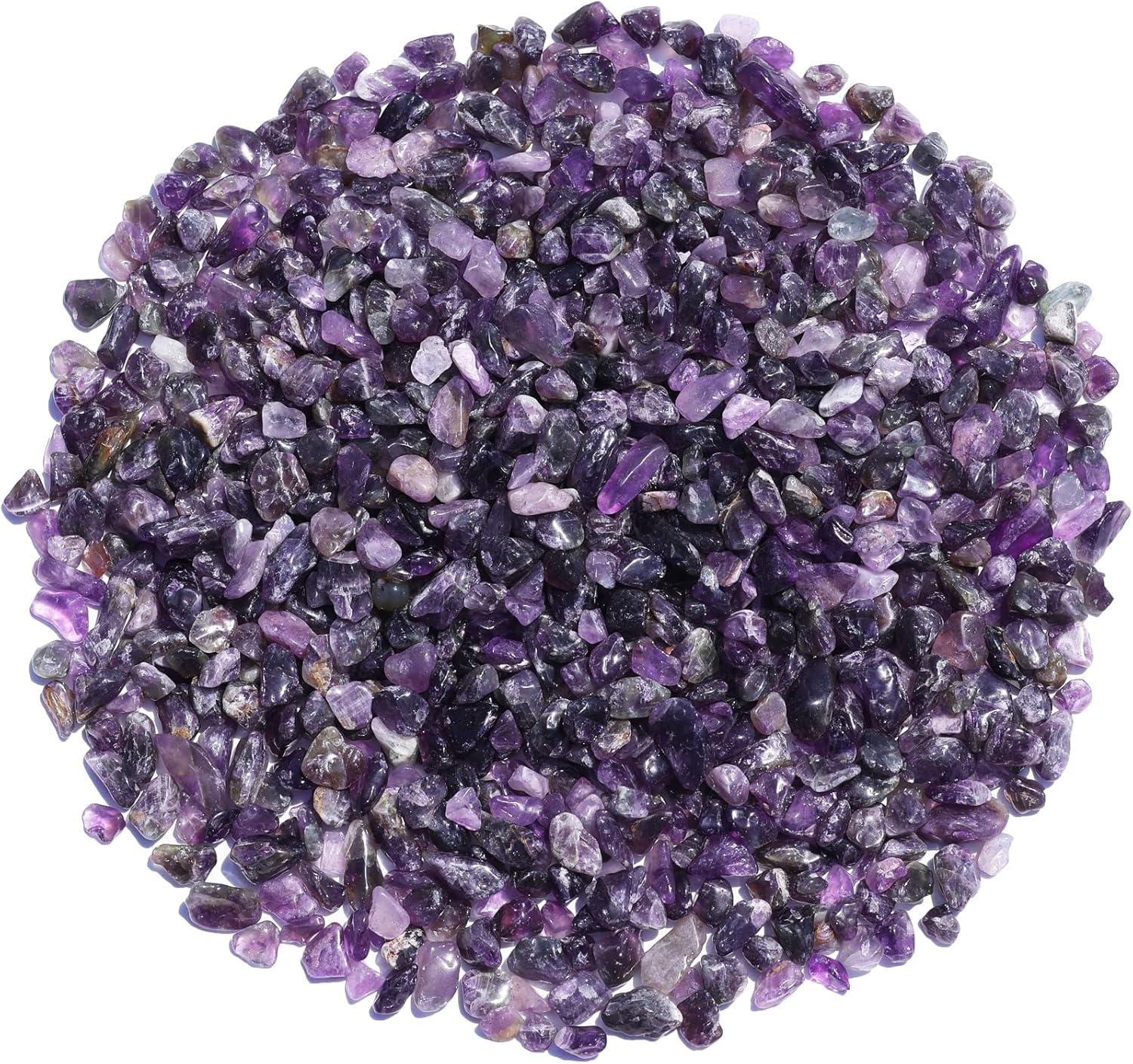 QYGL Polished Gem Stones Rocks – 0.9LB Natural Amethyst Crystal Chips Bulk, Tumbled Gemstones for Healing, Fish Tank Gravel, Vase Filler, DIY Crafts, Plant Pots & Home Decor