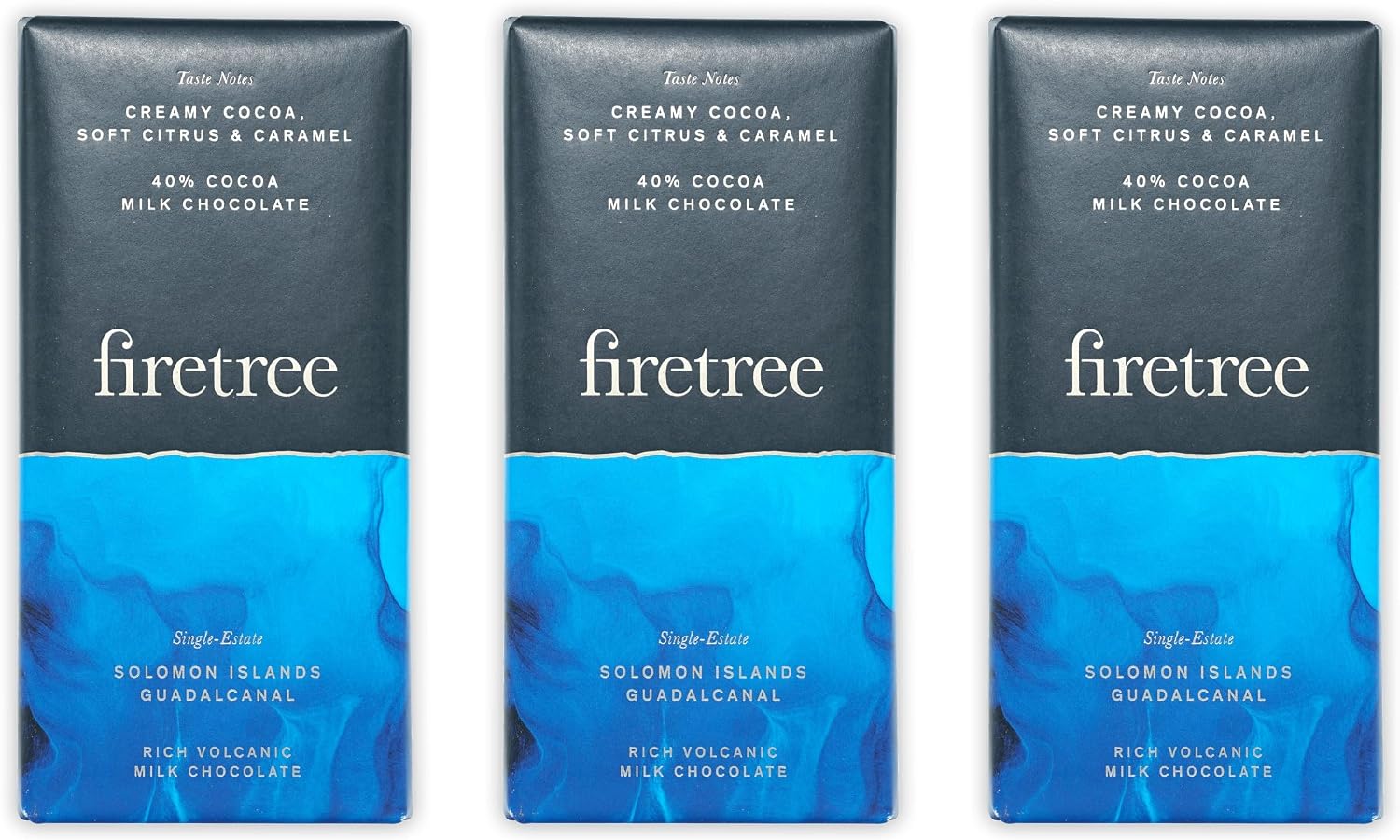 Firetree Solomon Islands Guadalcanal 40% Milk Chocolate 3 Pack - UK Chocolate - Premium, Craft, Artisanal, Direct-Trade, Single-Origin, Bean-to-bar - Keto, Paleo, Kosher, Halal, Soy-Free, Gluten-Free, Nut-Free - Bundle
