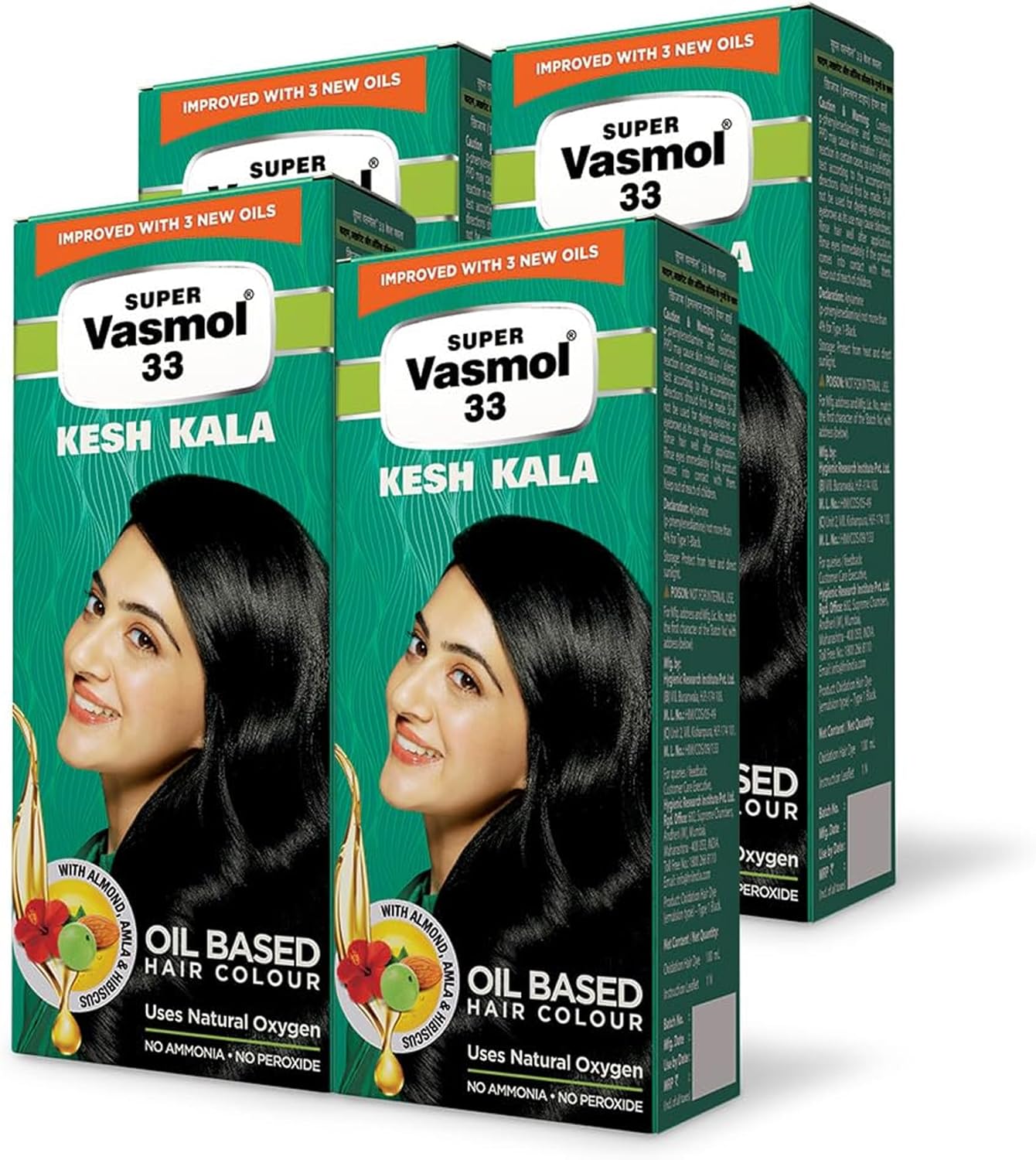Super Vasmol 33 Kesh Kala 100ml (Pack of 4)