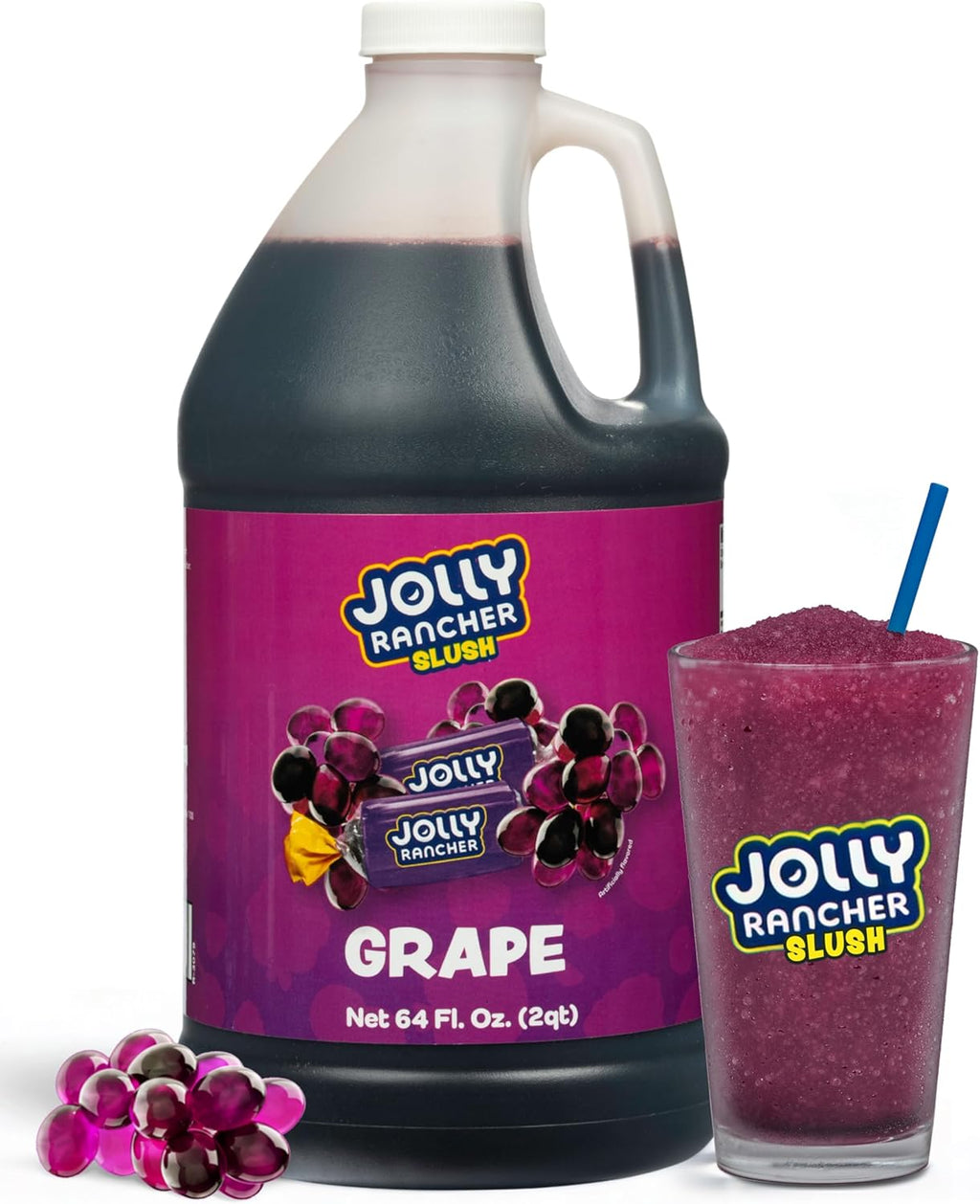 JOLLY RANCHER® Grape Beverage Mix – Fruit Flavor Slushie Mix for Machine, 1/2 Gallon Bottle – Frozen Drink Concentrate, 5:1 Ratio for Slushie & Frozen Drink Machines