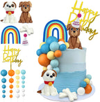 28 PCS Dog Cake Topper Cute Dogs Clay Figurines Ball Cake Toppers for Dog Theme Birthday Party Supplies Pet Baby Shower Decor